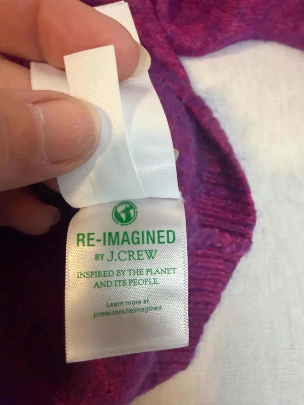 J.Crew Wool Blend Marled Space Dye Crewneck Sweater Purple Magenta Pink XL Cozy